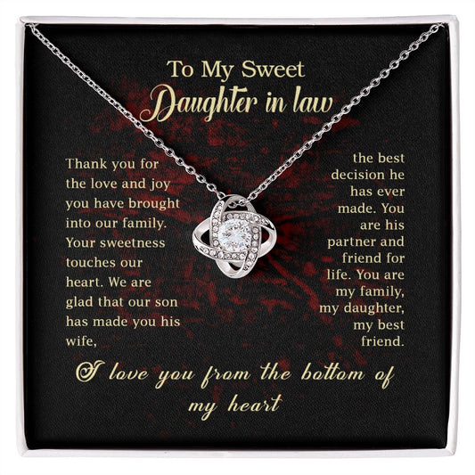 To My Sweet Daughter in Law Love Knot Necklace