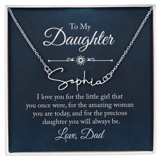 To My Daughter Signature Style Name Necklace