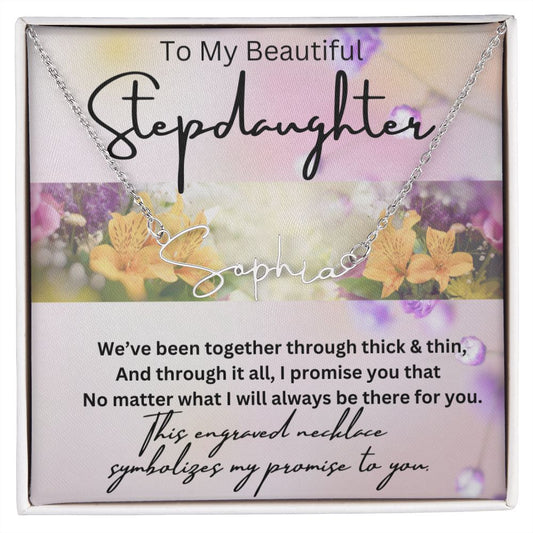 To My Beautiful Stepdaughter Signature Style Name Necklace
