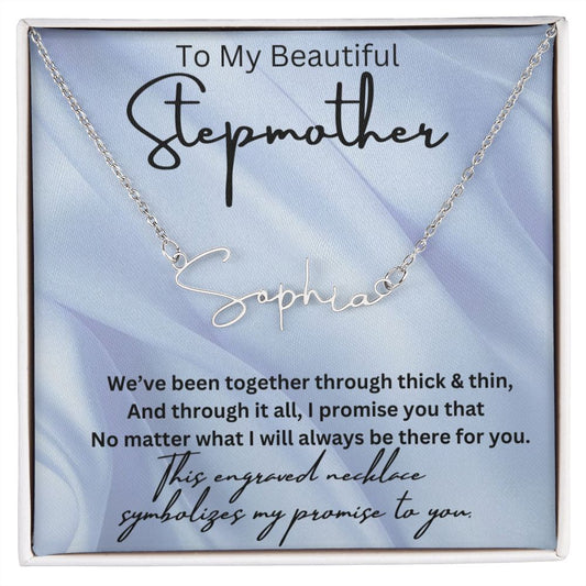 To My Beautiful Stepmother Signature Style Name Necklace