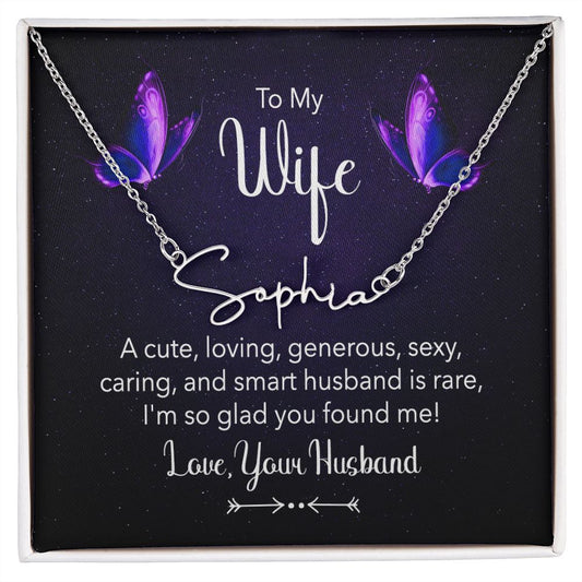 To My Wife Signature Style Name Necklace