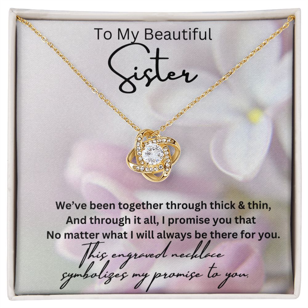 To My Beautiful Sister Love Knot Necklace