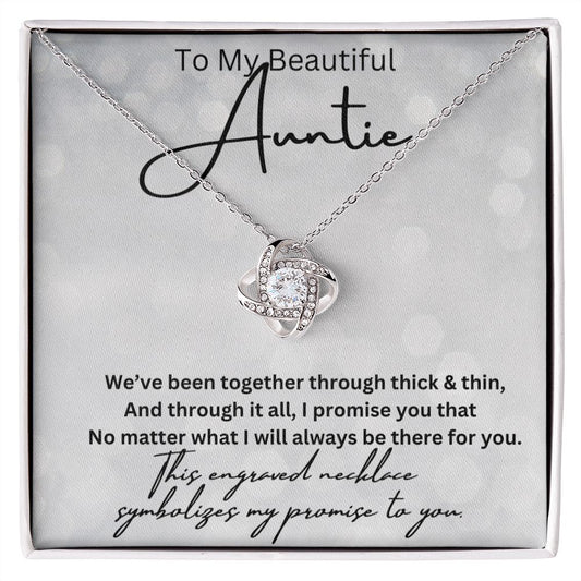 To My Beautiful Auntie Love Knot Necklace