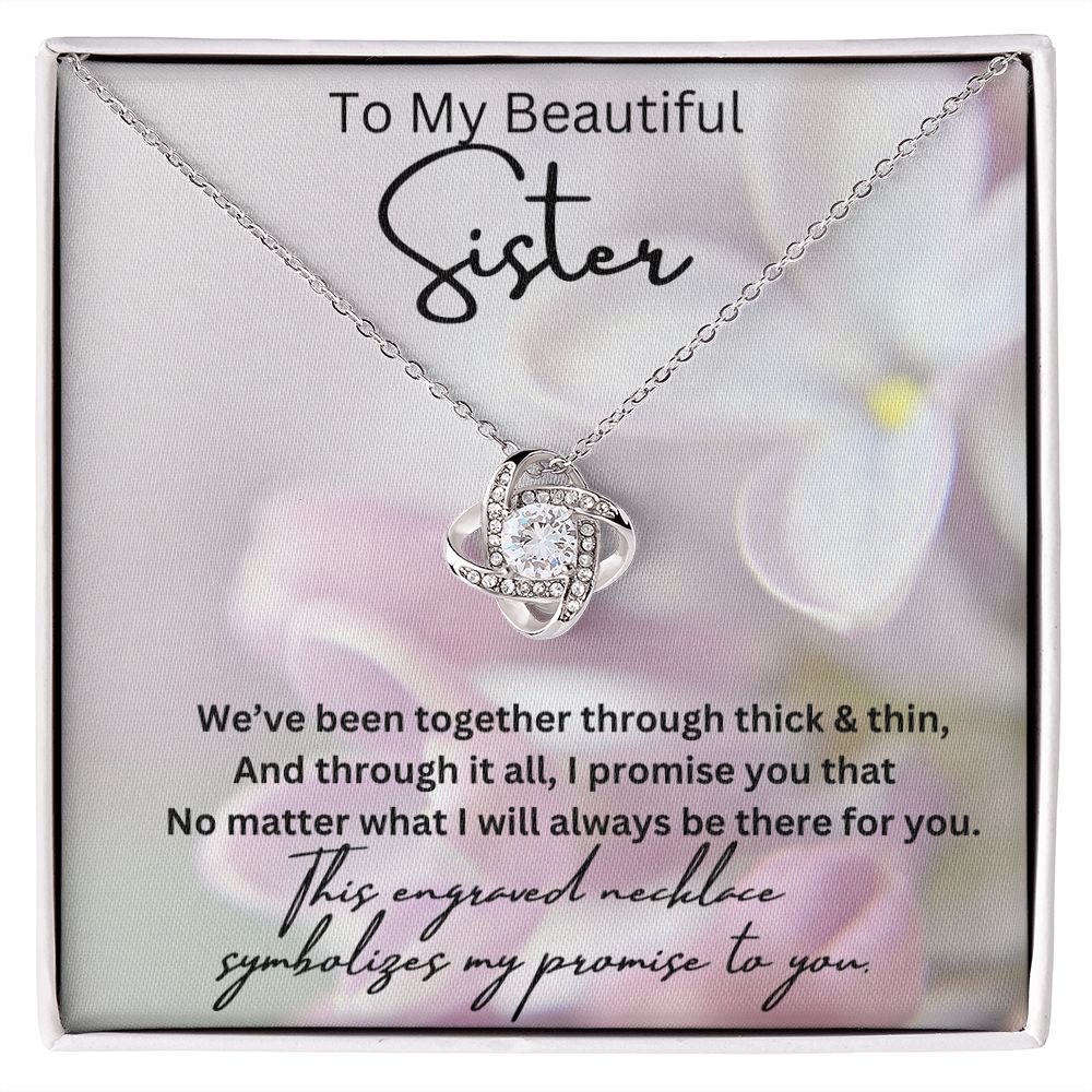 To My Beautiful Sister Love Knot Necklace