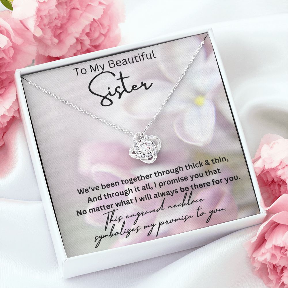 To My Beautiful Sister Love Knot Necklace