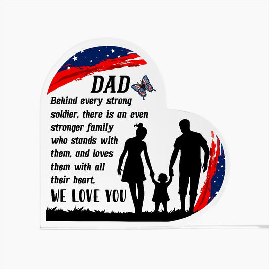 Silhouette DAD Family Heart Shaped Acrylic Plaque