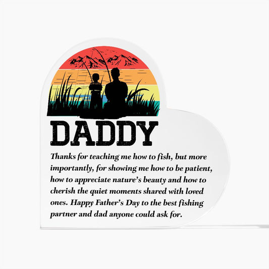 Fishing DADDY Heart Shaped Acrylic Plaque